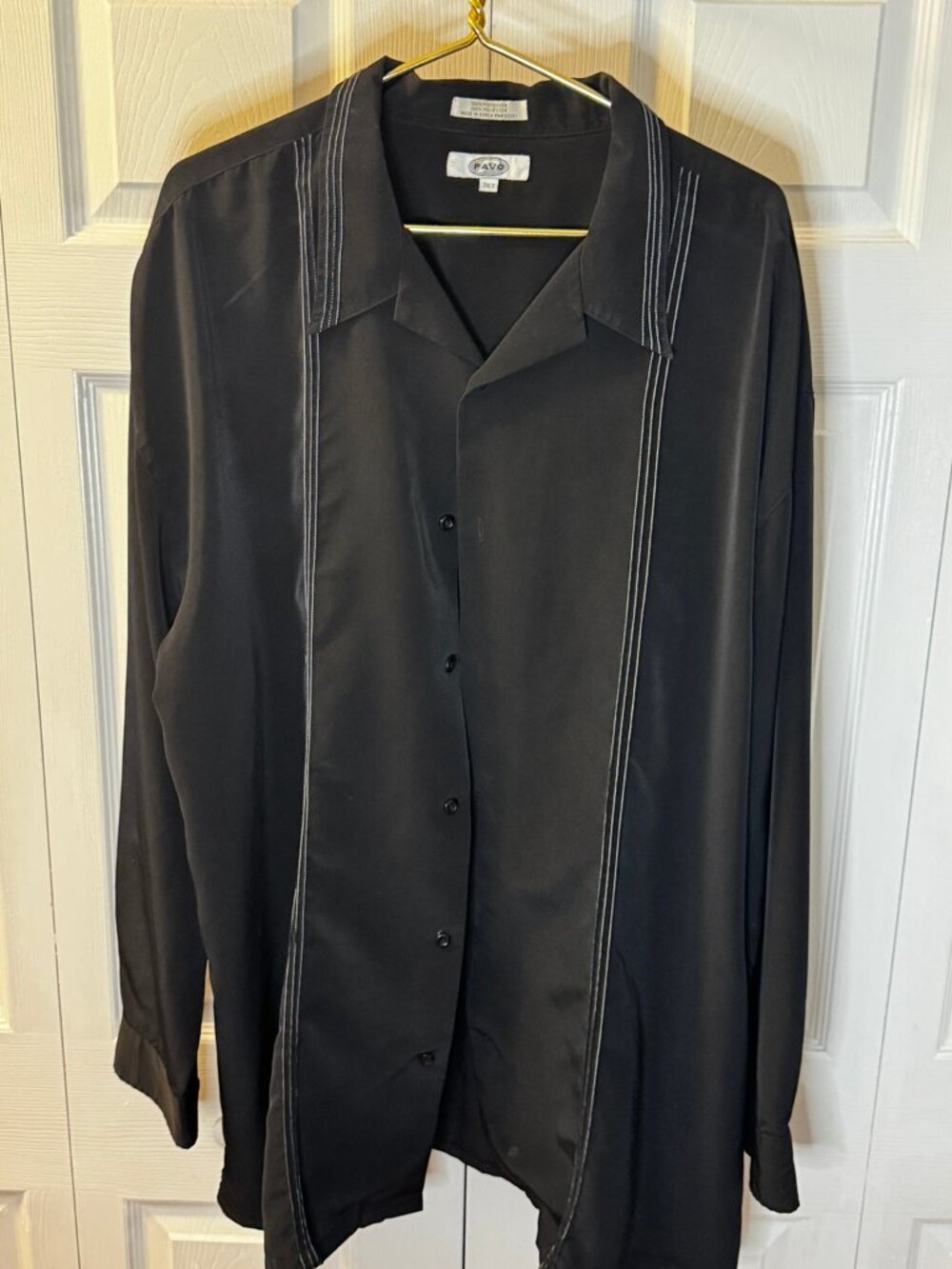Favo Men's 3XLT Black Contrast Stitch Button Down Shirt
